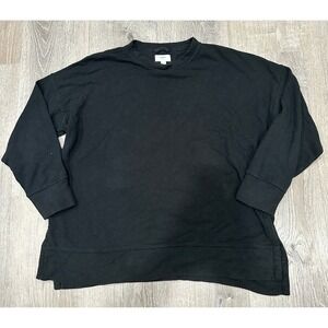Aerie Sweater Women's Large Balck Pullover Crew Soft Oversized NWT Slit Sweater